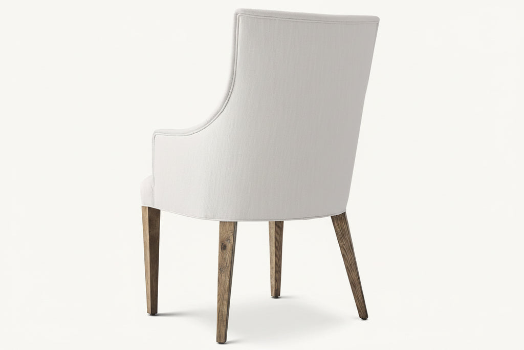 Contemporary White Fabric Wooden Frame Dining Chair Upholstered Solid Dining Chair