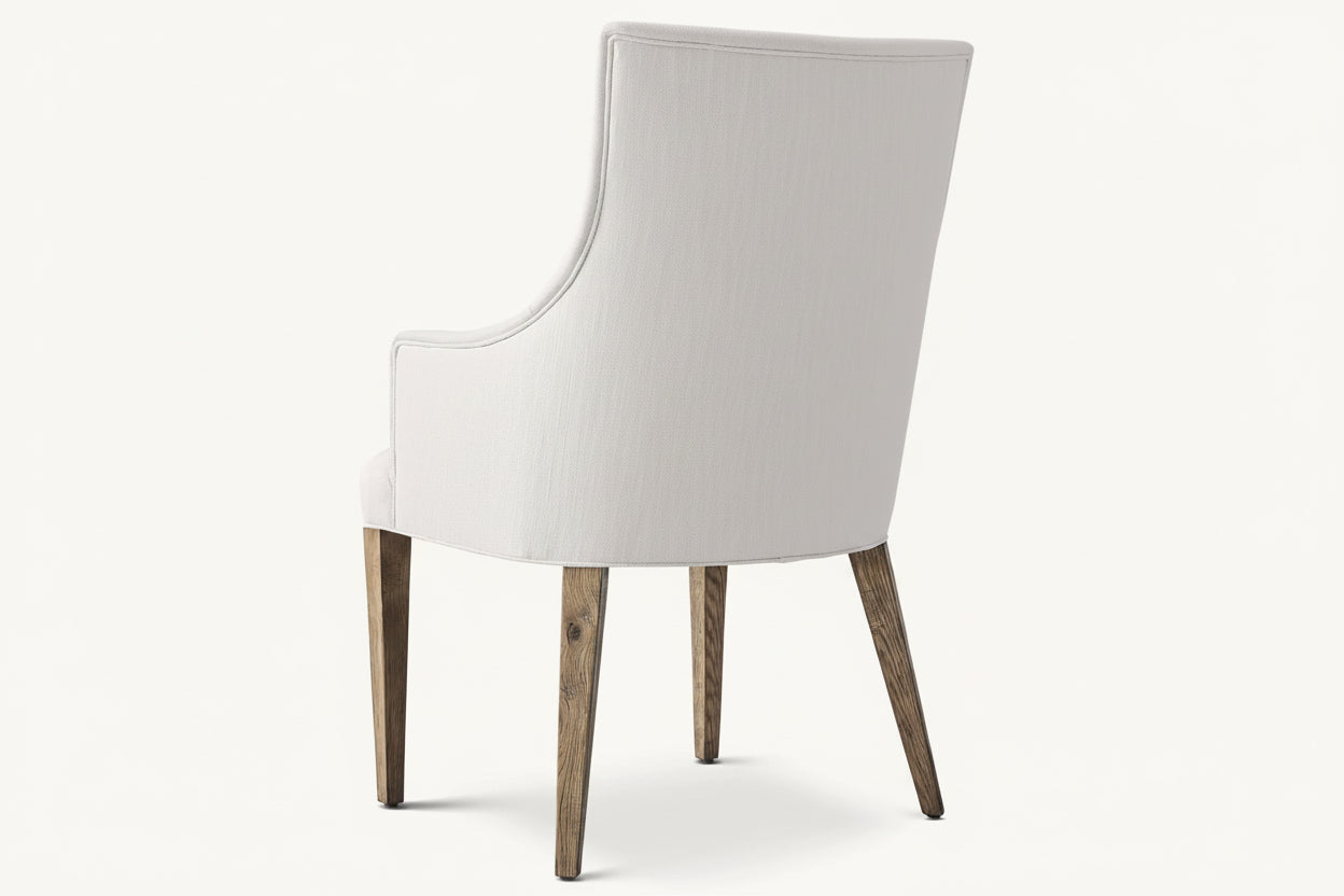 Contemporary White Fabric Wooden Frame Dining Chair Upholstered Solid Dining Chair