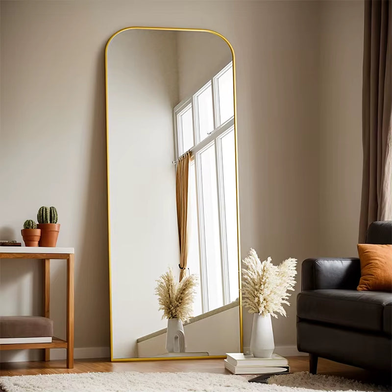 Custom Wholesale Household Leaning Corner Large Oversized Decorative Framed Tempered Mirror