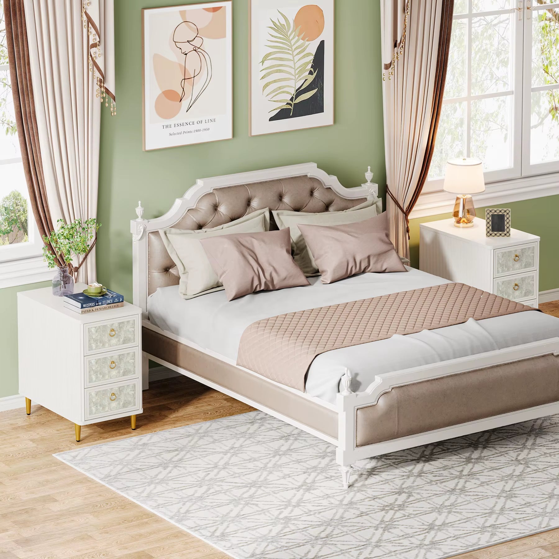 2024 New Nightstand with 3 Drawers 23.6" H Modern White Bedside Table with Night Stand Bed Side Table for Bedroom