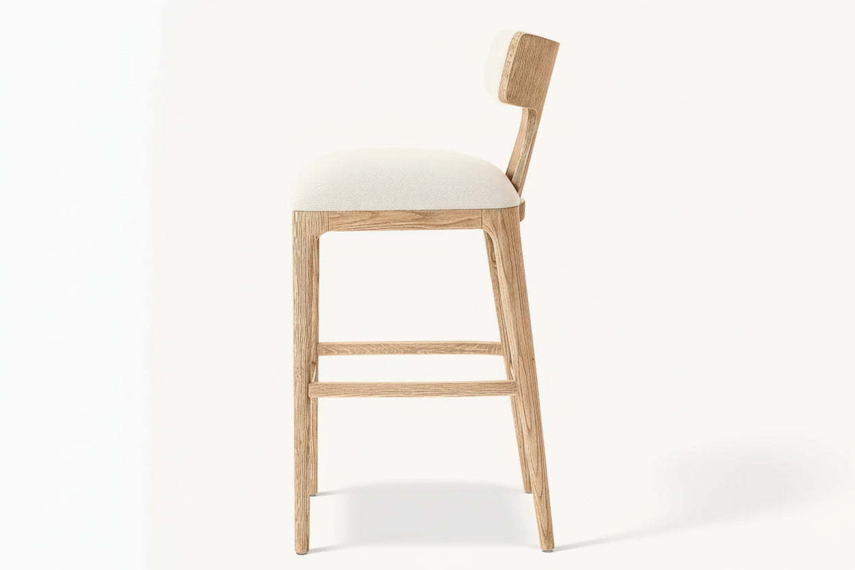 Modern Minimalist Indoor Furniture Solid Wood Frame Living Room Fabric Bar/Counter Stool