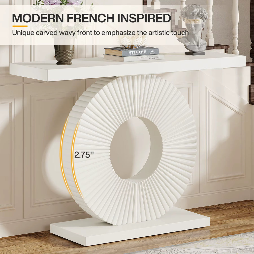 Tribesigns Modern Console Table with Geometric Base, 100Cm Wood Entryway Table Sofa Table Narrow Long, Contemporary Accent