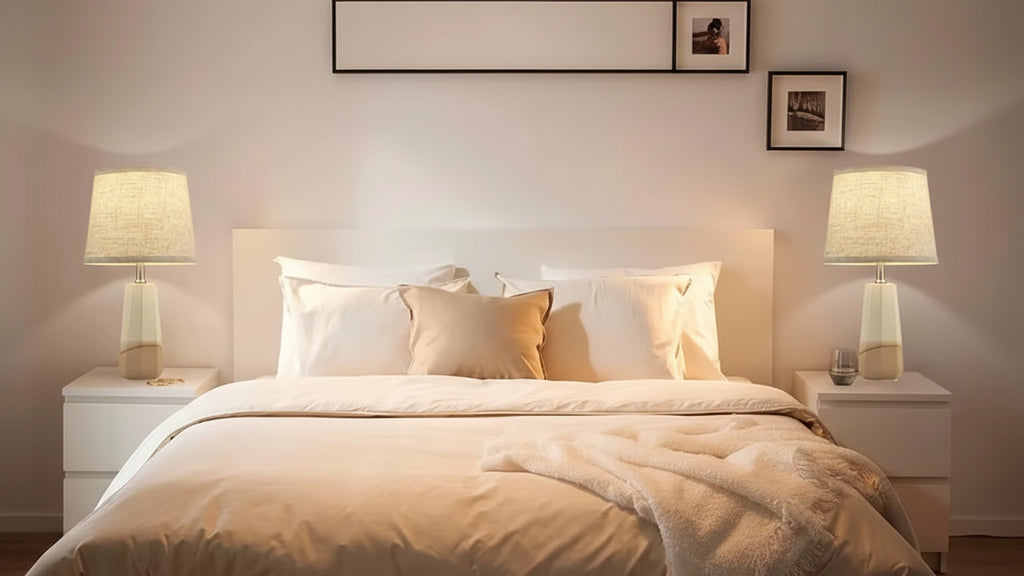 Modern Cream and Brown Ceramic Desk Lamp with LED Bulbs for Bedroom Living Room and Office Bedside Table Lamps