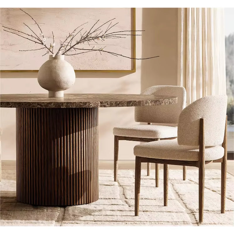 Modern Living Room Coffee Kitchen Chair Upholstered Fabric Wooden Dining Chair with Backrest