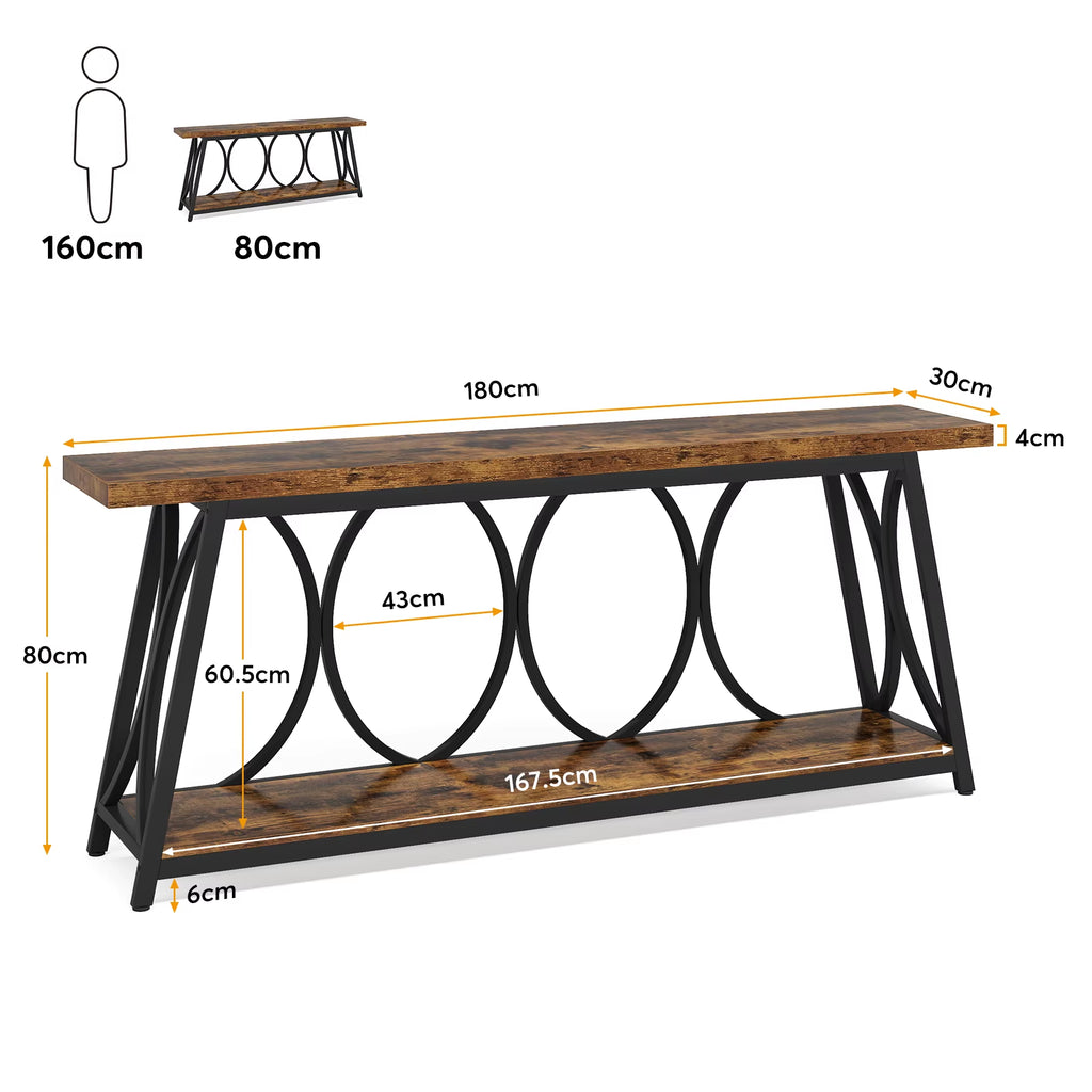 Tribesigns 2-Tier Entryway Console Table, Sofa Table behind the Couch with Storage Shelves, Industrial Entrance Accent Tables