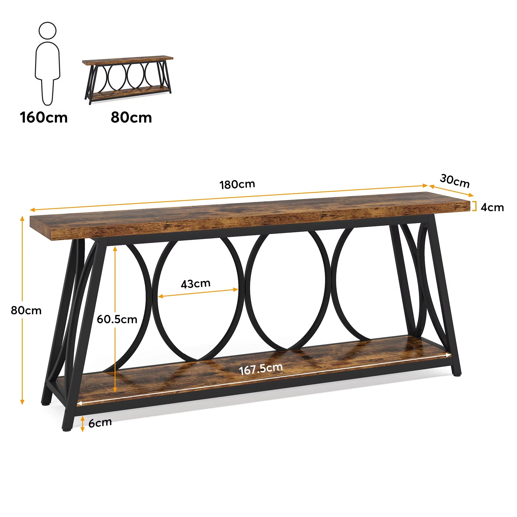 Tribesigns 2-Tier Entryway Console Table, Sofa Table behind the Couch with Storage Shelves, Industrial Entrance Accent Tables