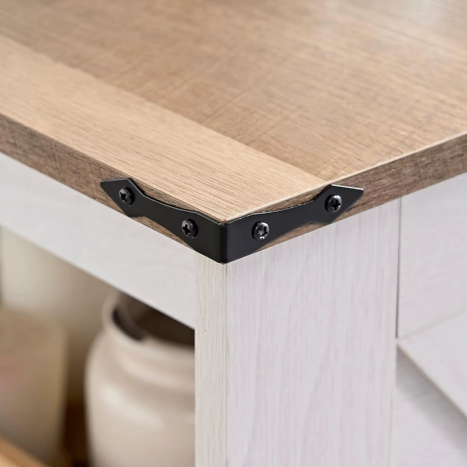 Modern Farmhouse Rotatable Nesting Coffee Table with Storage Solid Wood Square Design for Living Room Home Furniture