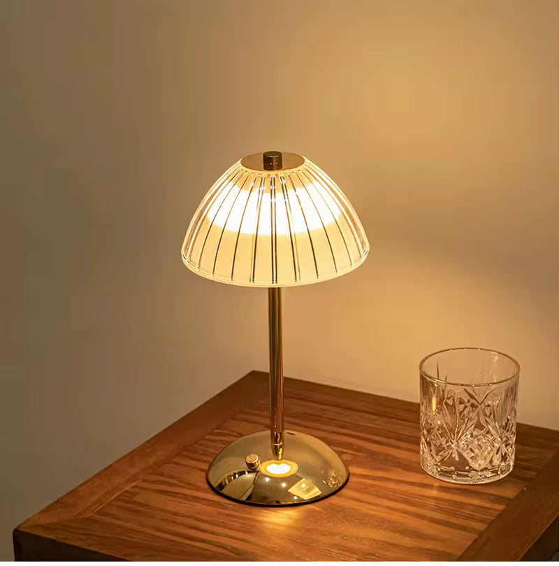 Nordic Vintage Table Lamp Rechargeable Cordless Design with Stepless Brightness Adjustment AC Power Supply Lampe De Table