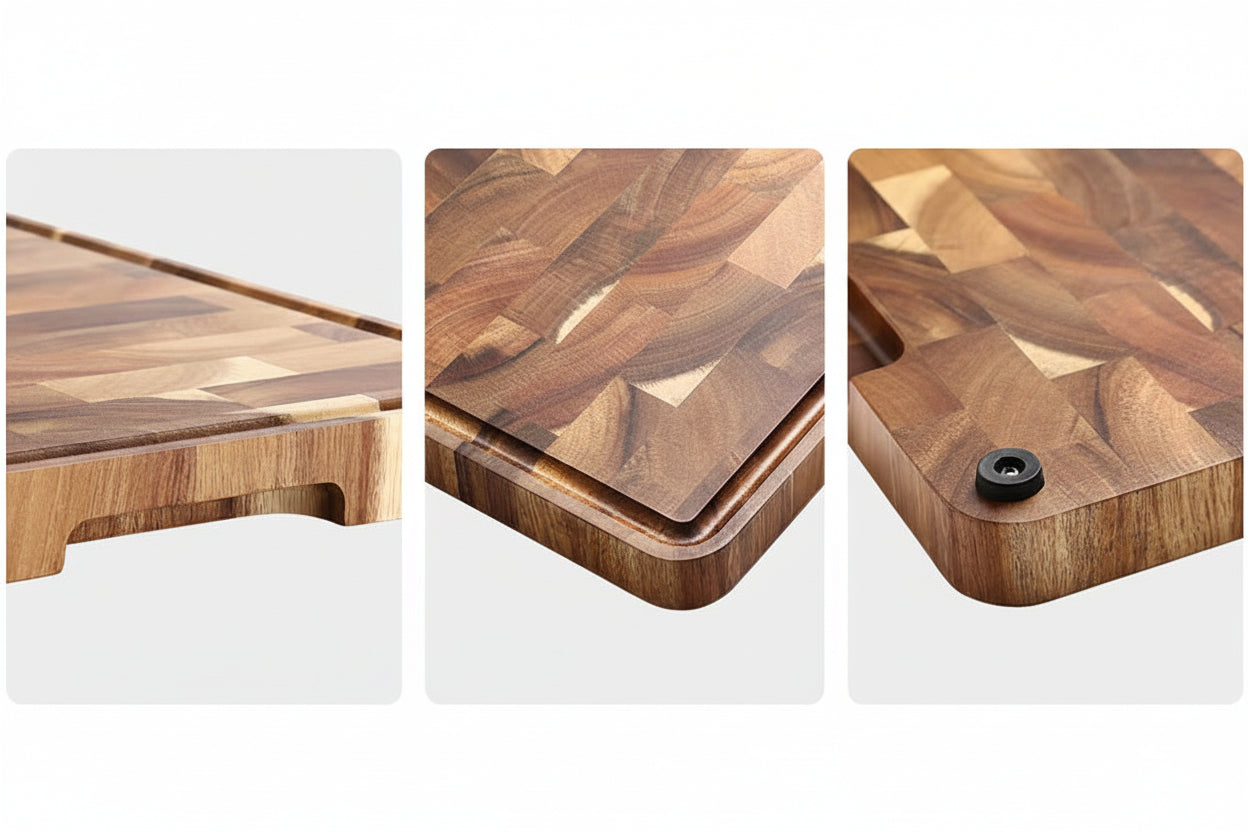 Cutting Board Premium Acacia Wood Splicing Kitchen Accessories Chopping Board Drain Water and Damp-Proof Kitchen Tools