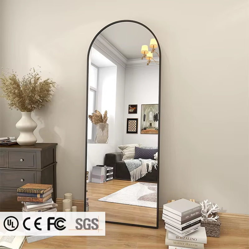 Household Modern Black Big Mirror Furniture Reflective Bedroom Arch Large Floor Mirror