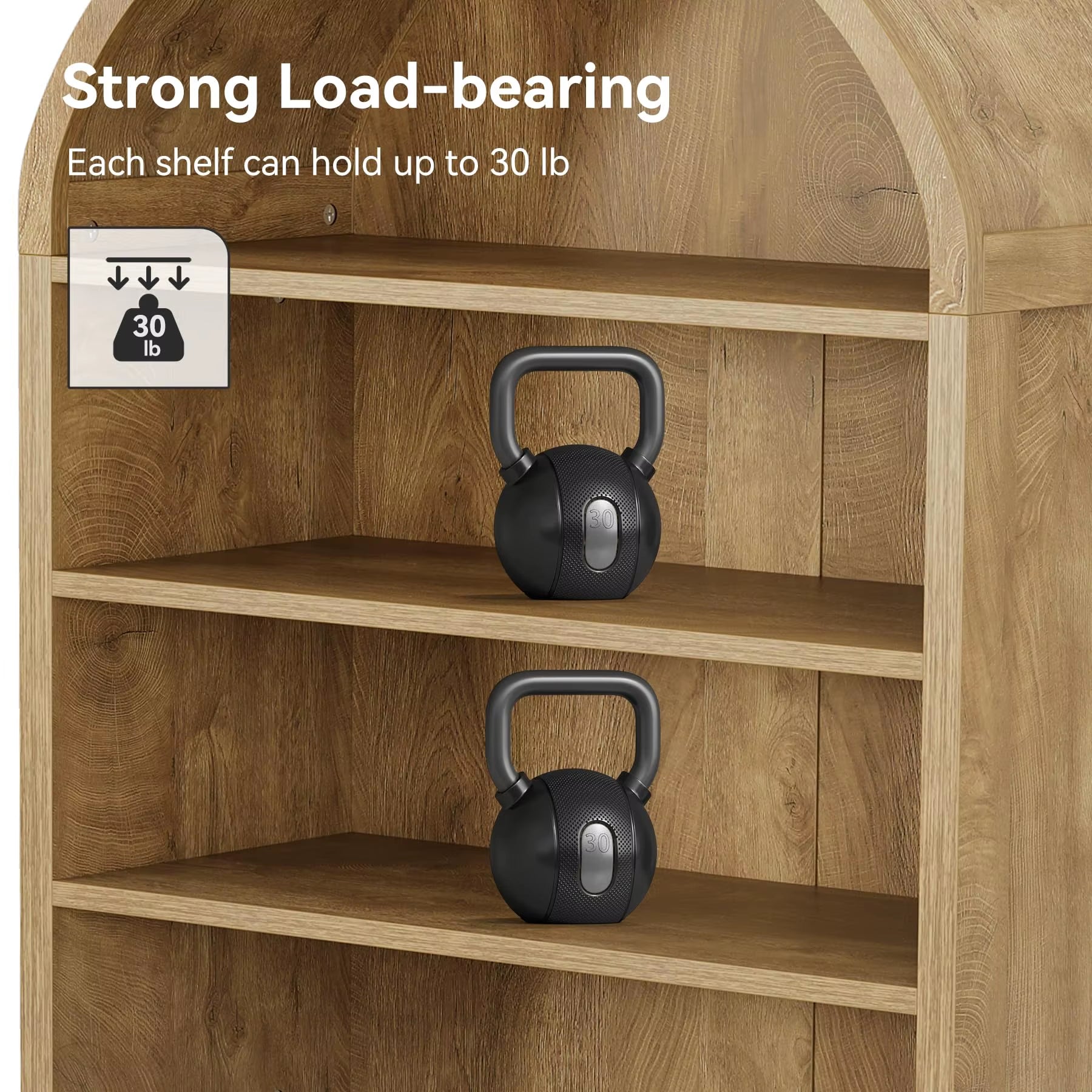 Tribesigns 70.9 Inches Tall Arched Bookcase, 8-Tier Bookshelf with Doors & Adjustable Shelves, Farmhouse Big Bookcase