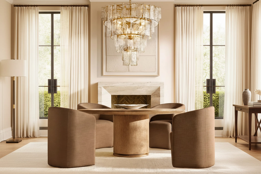 Solid Handcrafted Wood Indoor Furniture Hot-Selling Style Luxury round Dining Table