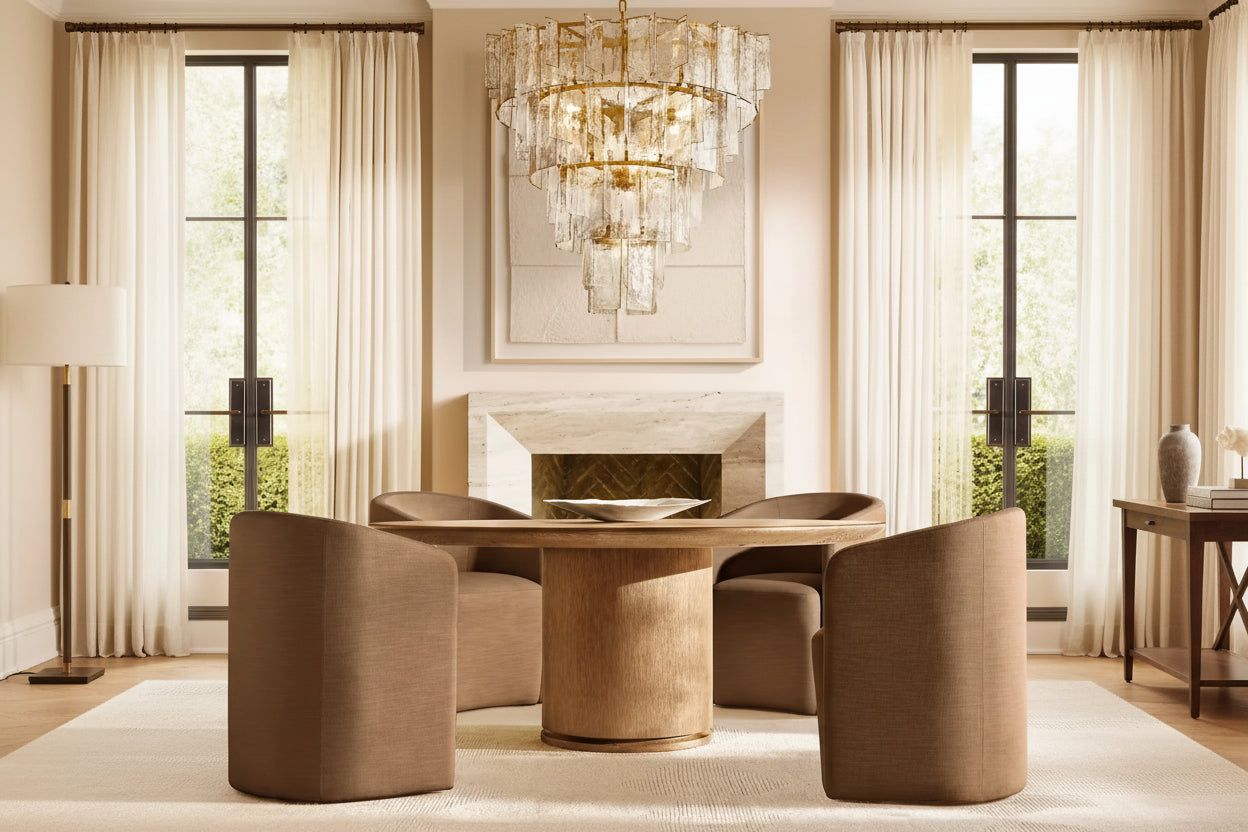 Solid Handcrafted Wood Indoor Furniture Hot-Selling Style Luxury round Dining Table