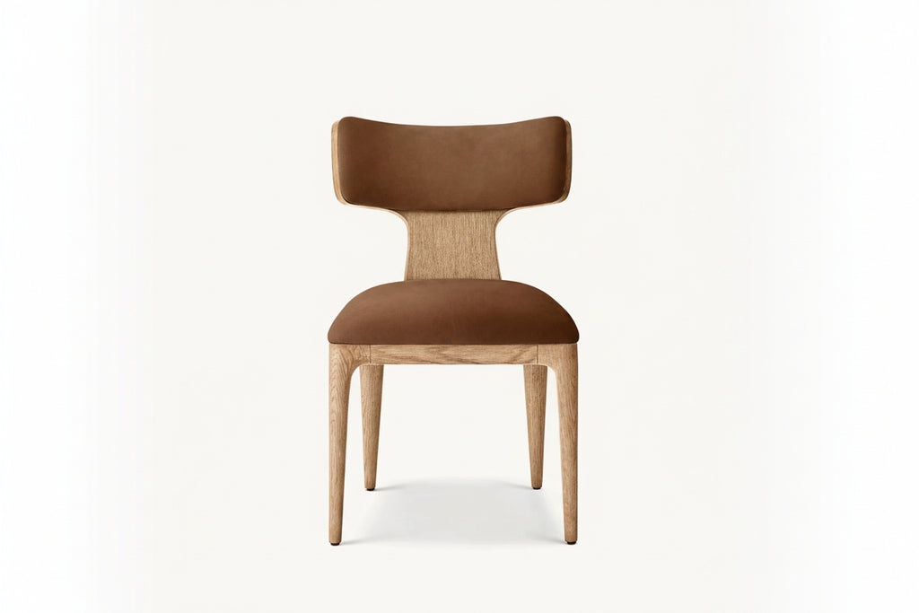 New Style Indoor Furniture Solid Wood Frame Leather Seat Surface Dining Side Chair