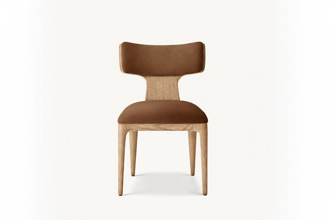 New Style Indoor Furniture Solid Wood Frame Leather Seat Surface Dining Side Chair