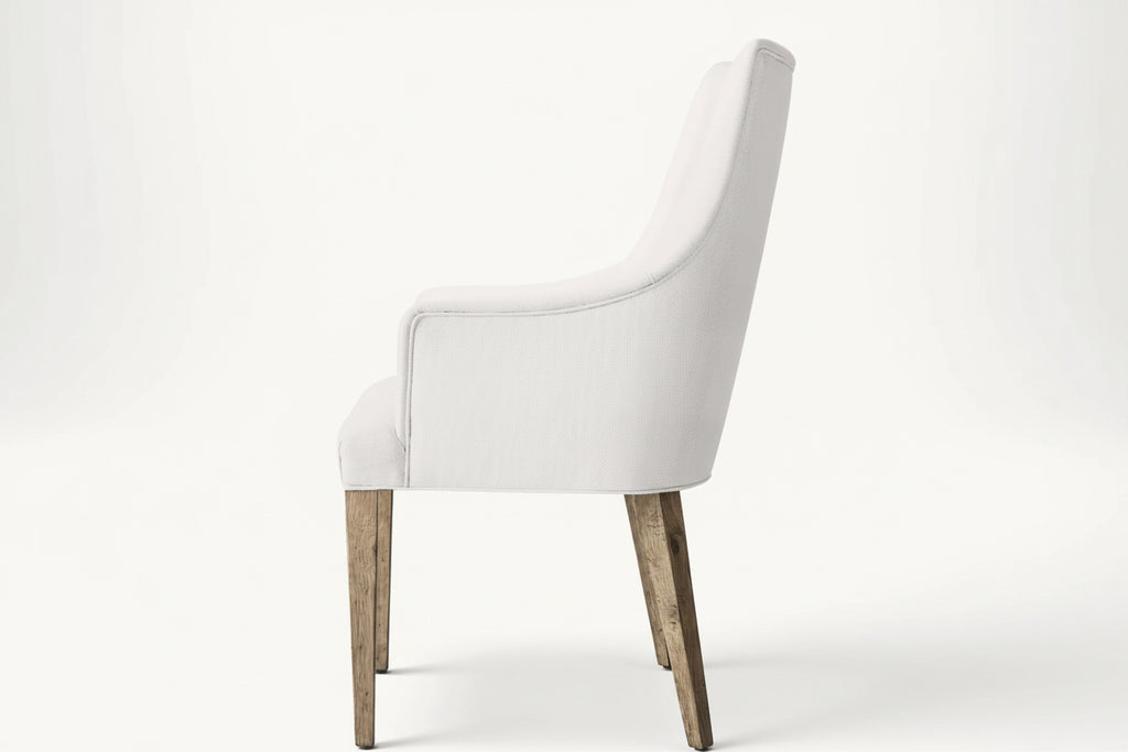 Contemporary White Fabric Wooden Frame Dining Chair Upholstered Solid Dining Chair