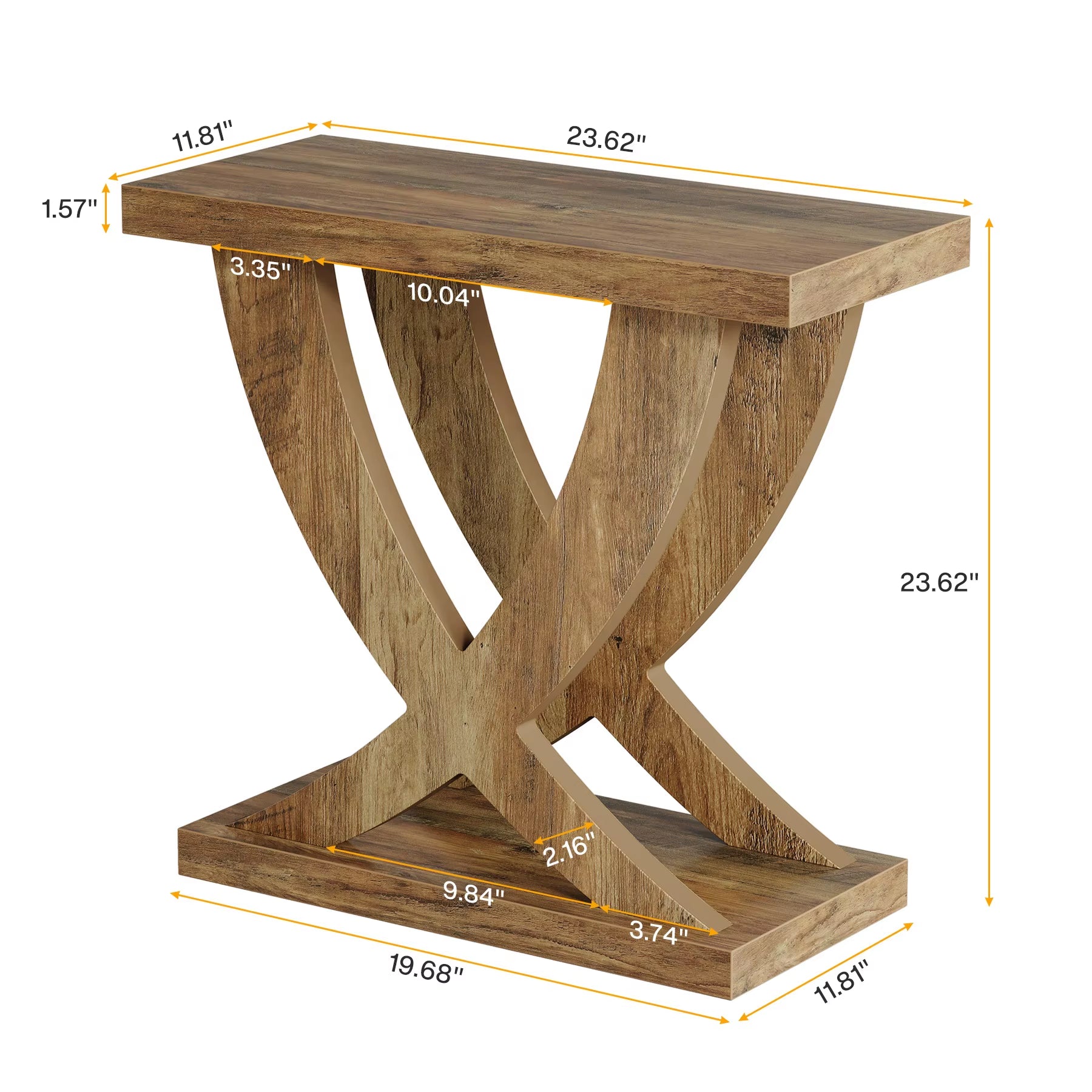 Wood End Side Table for Living Room, Night Stand for Bedroom with Cross Fishtail Support, Farmhouse Nightstand for Small Spaces