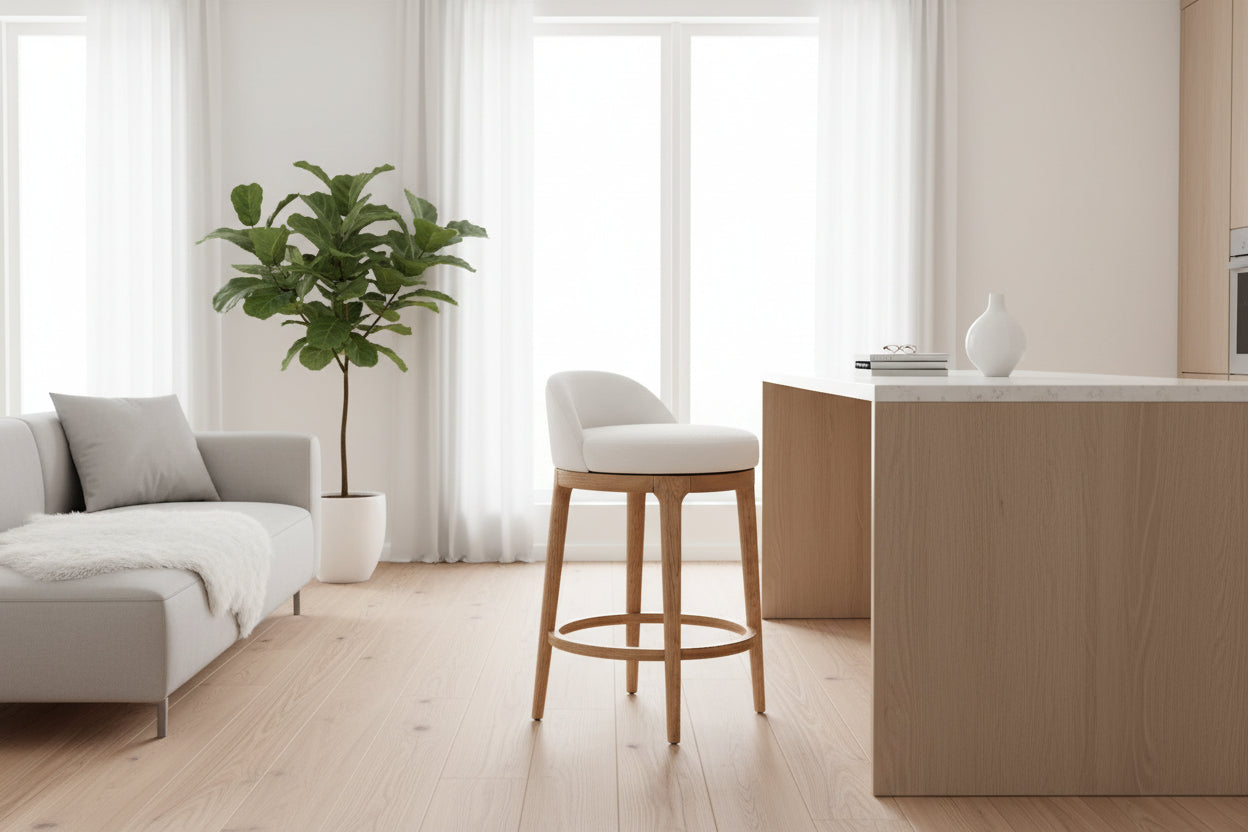 Simple Design Kitchen Furniture Rotating Fabric Bar Stool Low Back Swivel Fabric Bar & Counter Stool