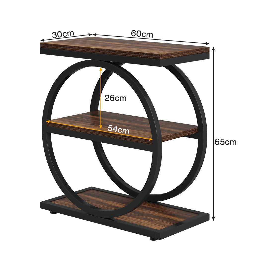 Tribesigns Narrow End Table with 3 Storage Shelves Industrial Wood Small Sofa Side Table for Living Room