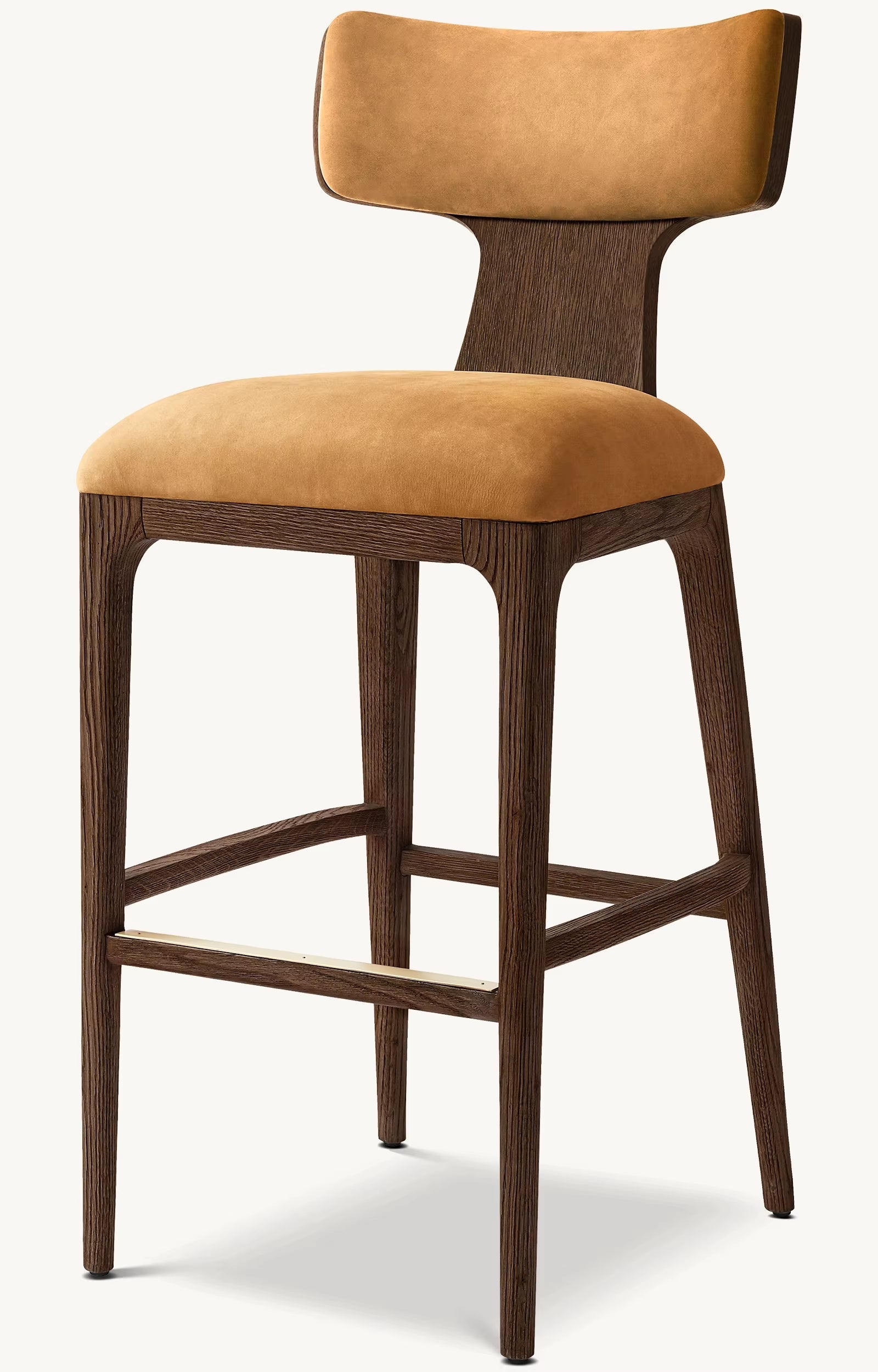 Modern Design Interior Bar Chair Furniture Oak Leather Bar Chair Classic Comfort Counter Stool Backrest