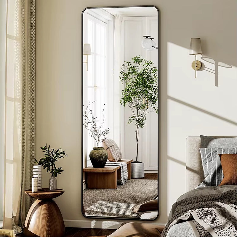 Custom Floor Standing Mirror Miroir Decoration Glam Portable Dance Ayna Floor Mirror Gold