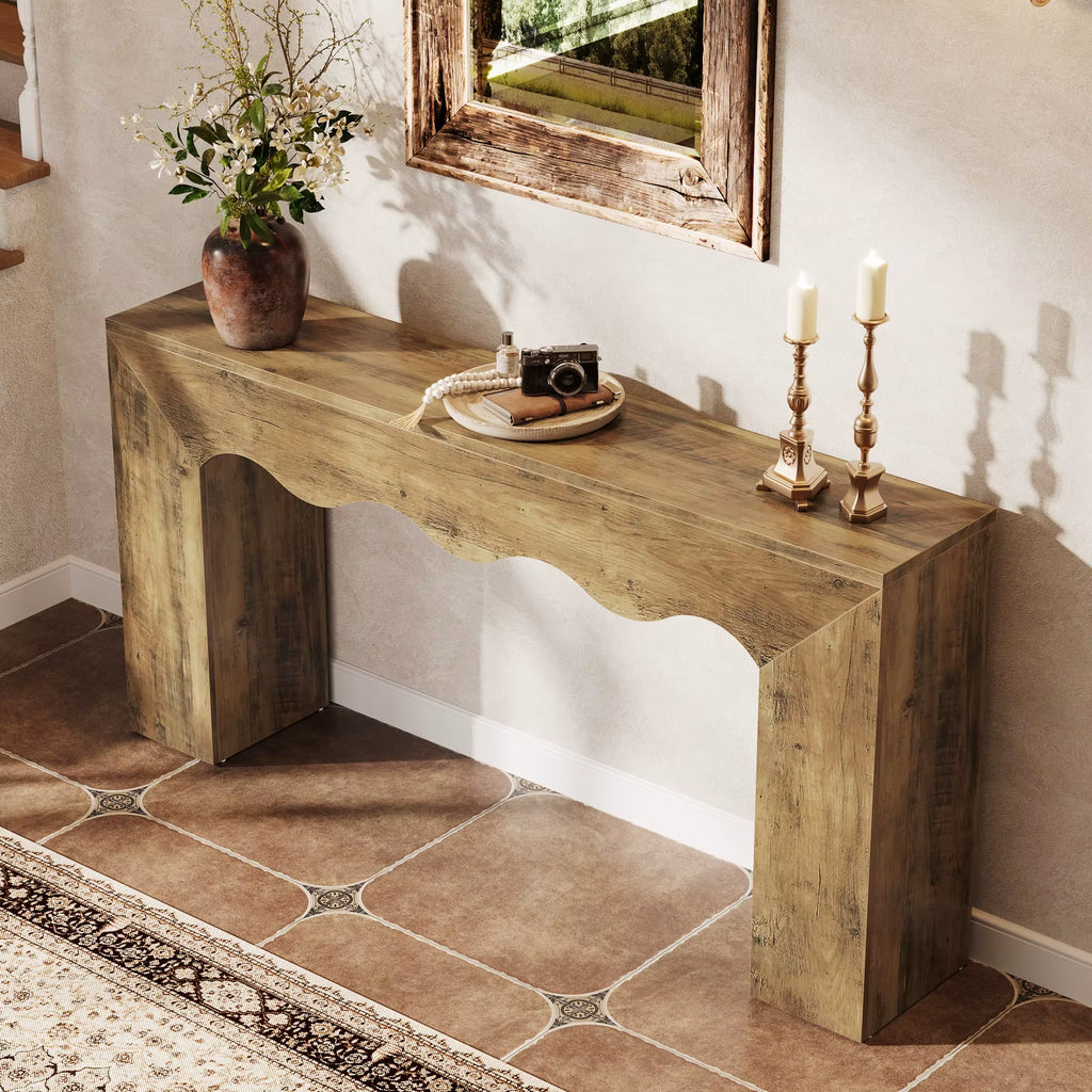 Rustic Wood Console Table Natural Wood Inspired Design Handmade Unique Entryway Decor Bespoke Solid Wood Furniture Gift