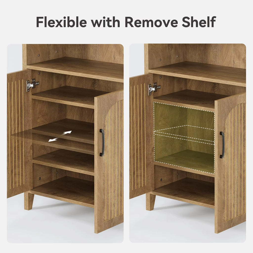 Tribesigns 70.9 Inches Tall Arched Bookcase, 8-Tier Bookshelf with Doors & Adjustable Shelves, Farmhouse Big Bookcase