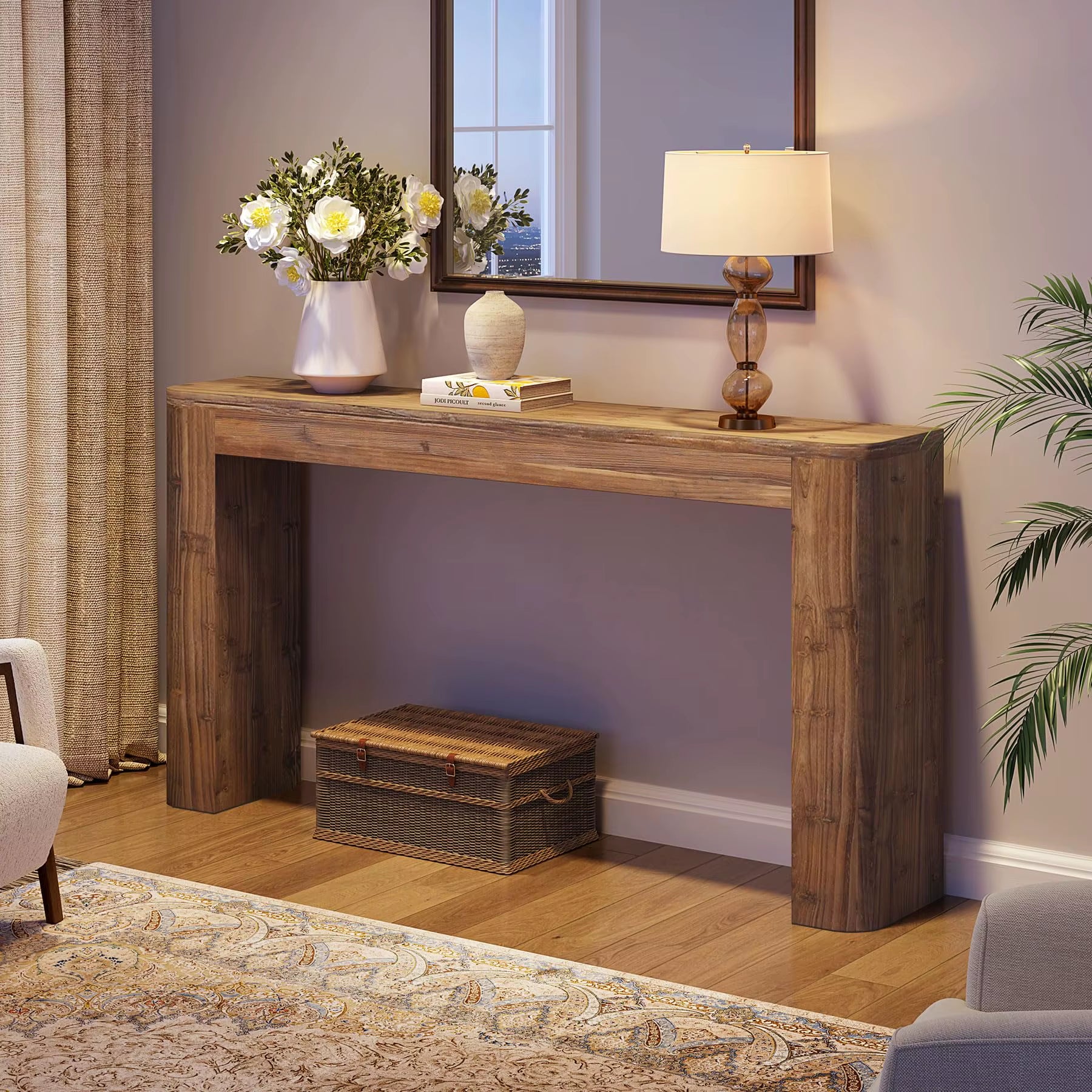 Modern Premium Luxury Solid Mango Wood Console Table Handmade Entry Villa Coffee Table for Home Furniture