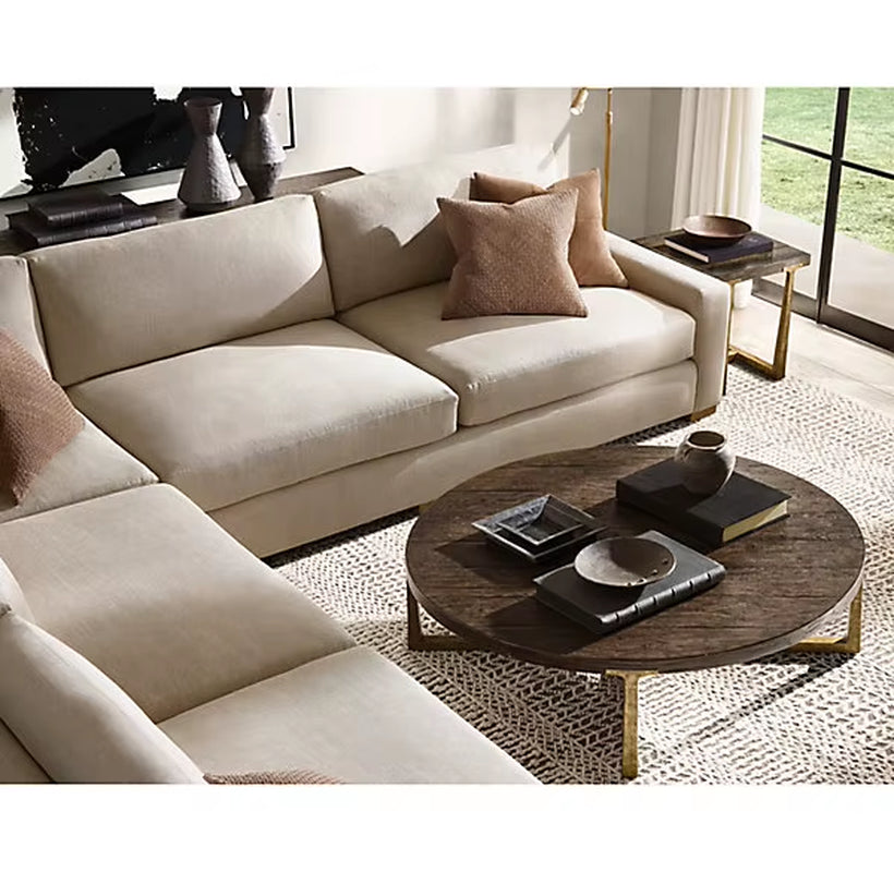 Customized Size Table Living Room Furniture Hand-Forged Metal Solid Oak Wood Coffee Table