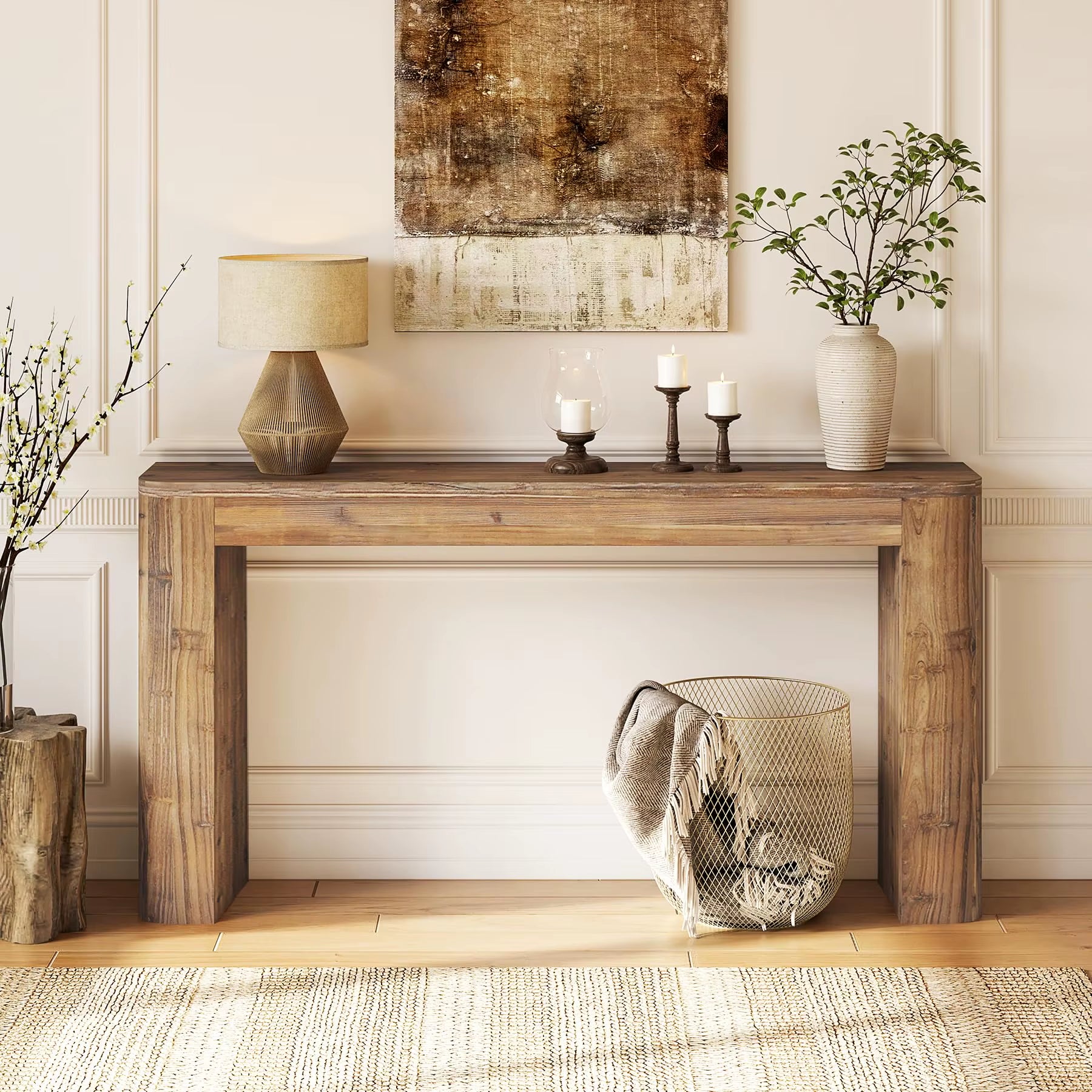 Modern Premium Luxury Solid Mango Wood Console Table Handmade Entry Villa Coffee Table for Home Furniture