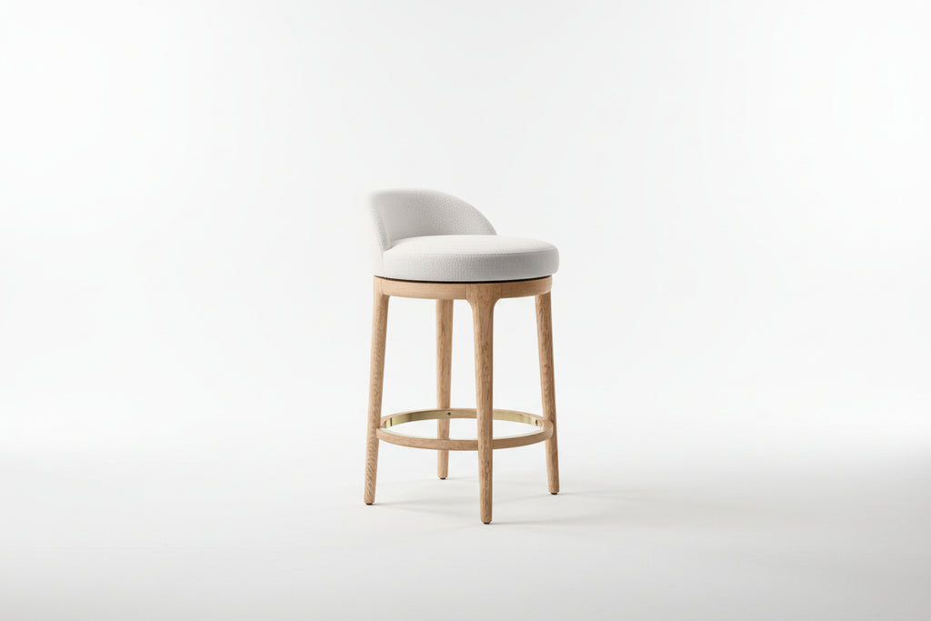 Simple Design Kitchen Furniture Rotating Fabric Bar Stool Low Back Swivel Fabric Bar & Counter Stool