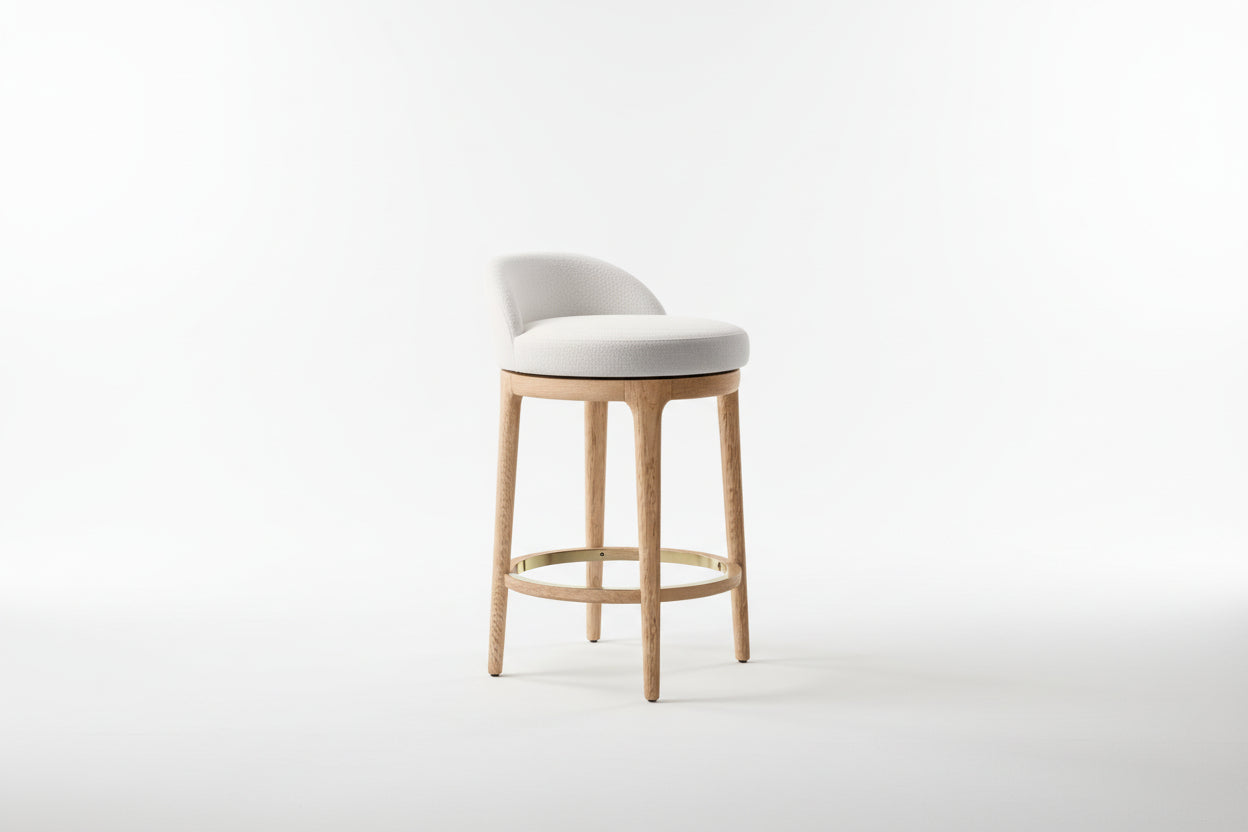 Simple Design Kitchen Furniture Rotating Fabric Bar Stool Low Back Swivel Fabric Bar & Counter Stool