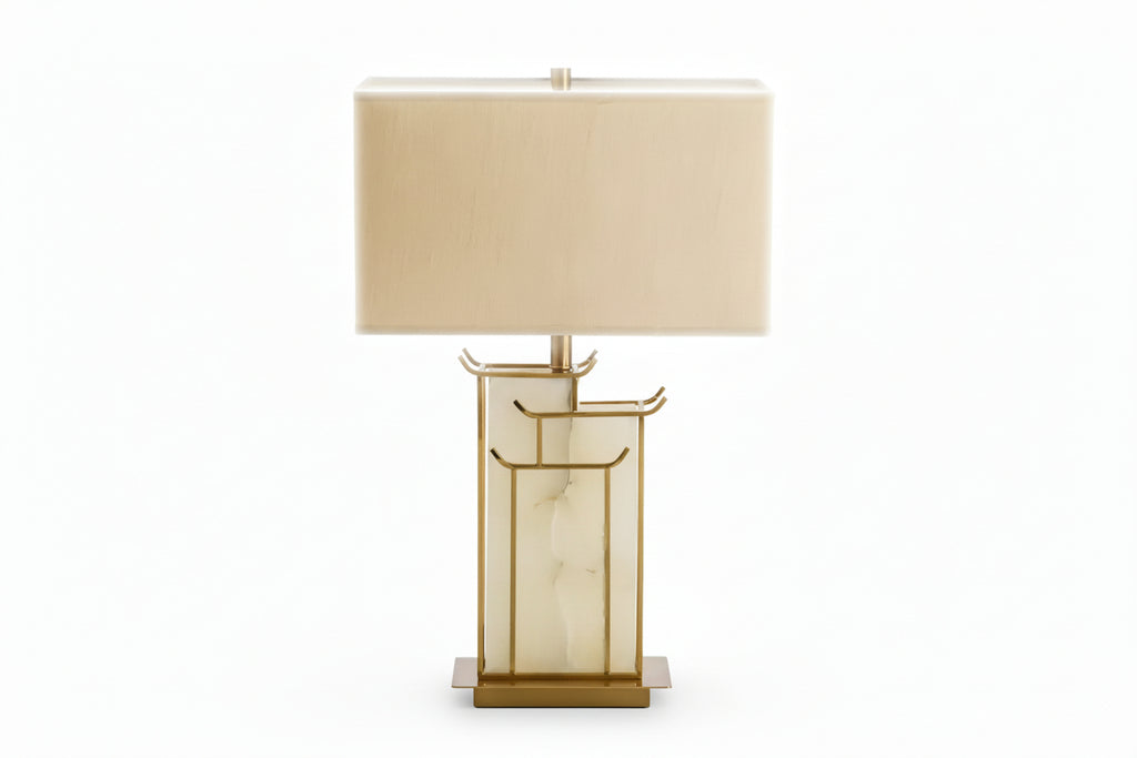 2024 Hot Chinese Home Hotel Living Room Lamp Nordic Cloth Lampshade Marble Lamp Luxury Decorative Lamp