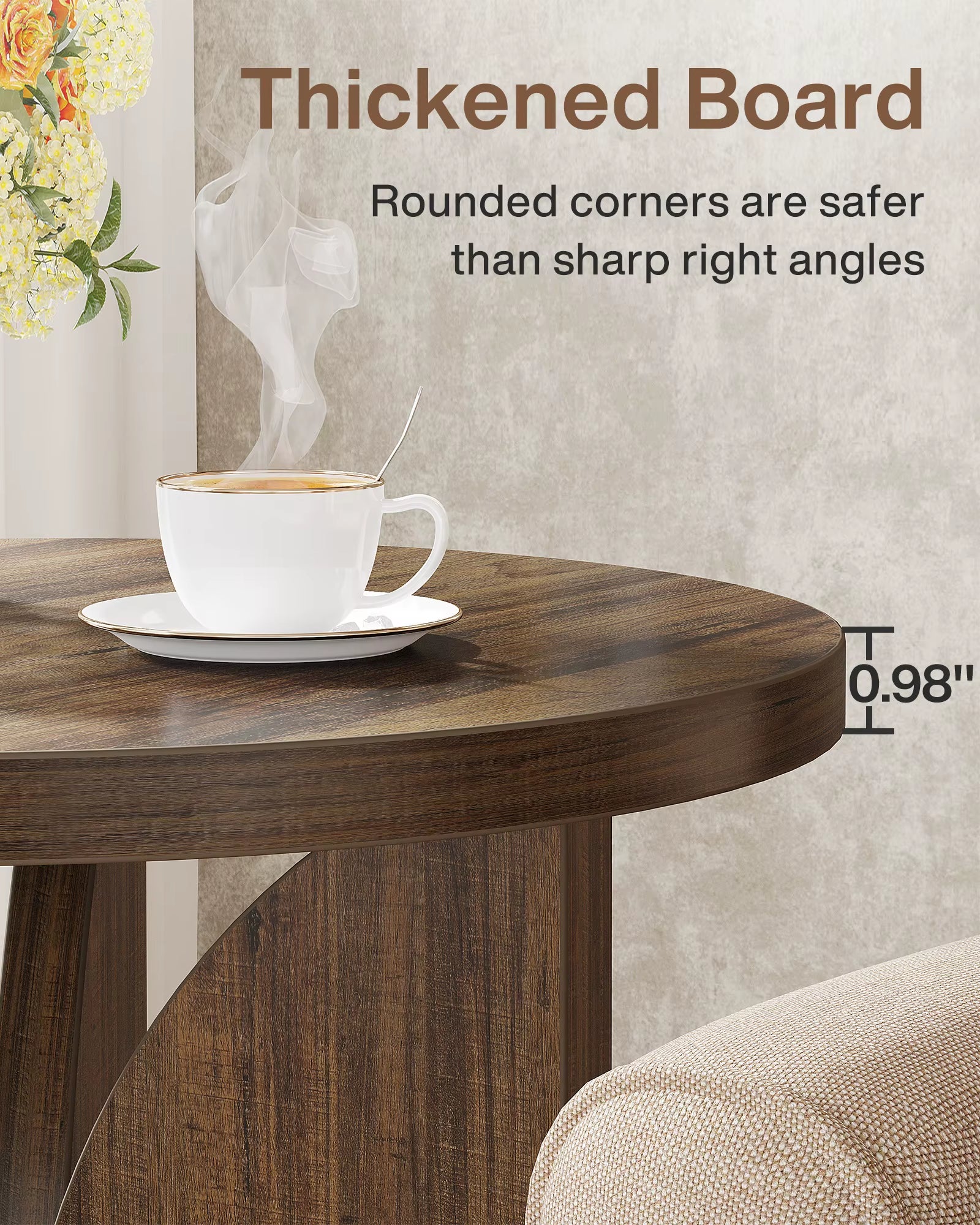 New End Table for Living Room 19.69-Inch round Side Table Set of 2 Wood Chairside Snack Table for Sofa Couch