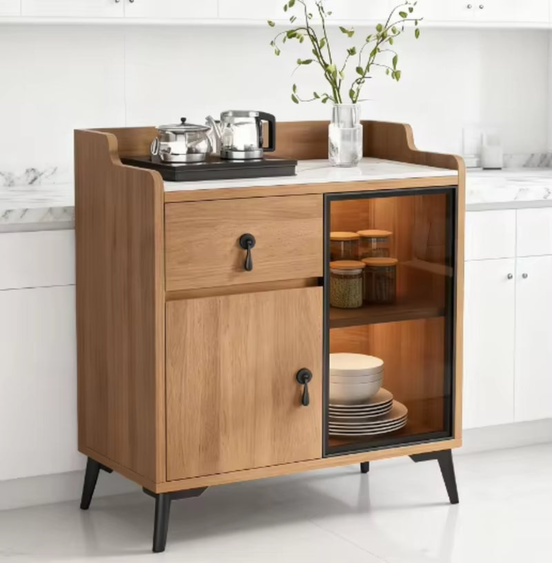 Luxury Modern MDF Wooden Side Cabinet Storage Marble Top Buffet Sideboard Modular Eco-Friendly Kitchen Living Room Dining Room