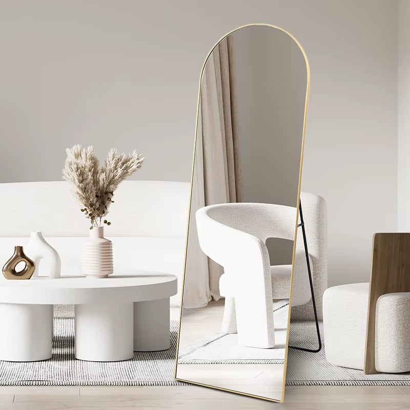 Household Modern Black Big Mirror Furniture Reflective Bedroom Arch Large Floor Mirror