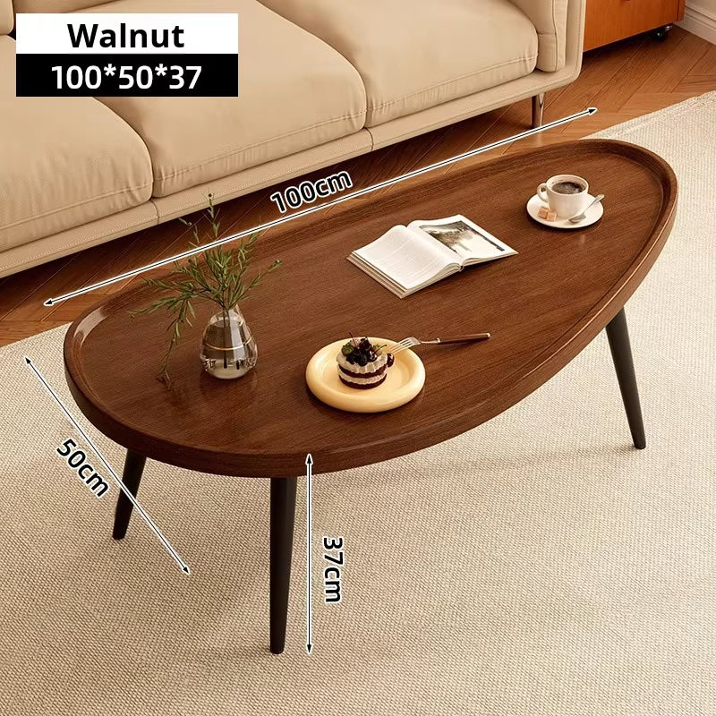 Small Modern Oval Mango Wood Coffee Table Light Luxury Simple Personality Home Furniture for Living Room for Tea & Coffee