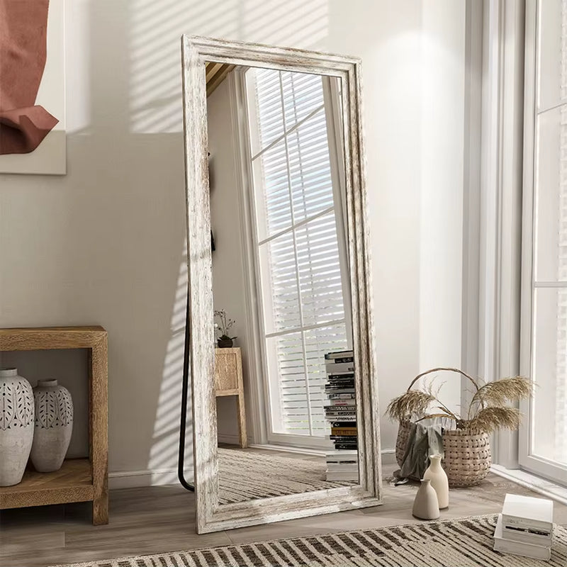 Customized Wholesale Full Length Carved Grand Wooden Movable Frame Wood Mirror