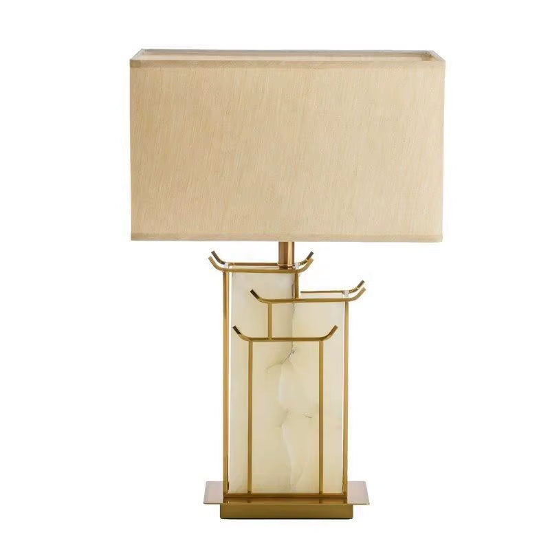 Wholesale Stone Marble Table Lamp Fabric Shade Bedroom Antique Table Lamp 2024 New