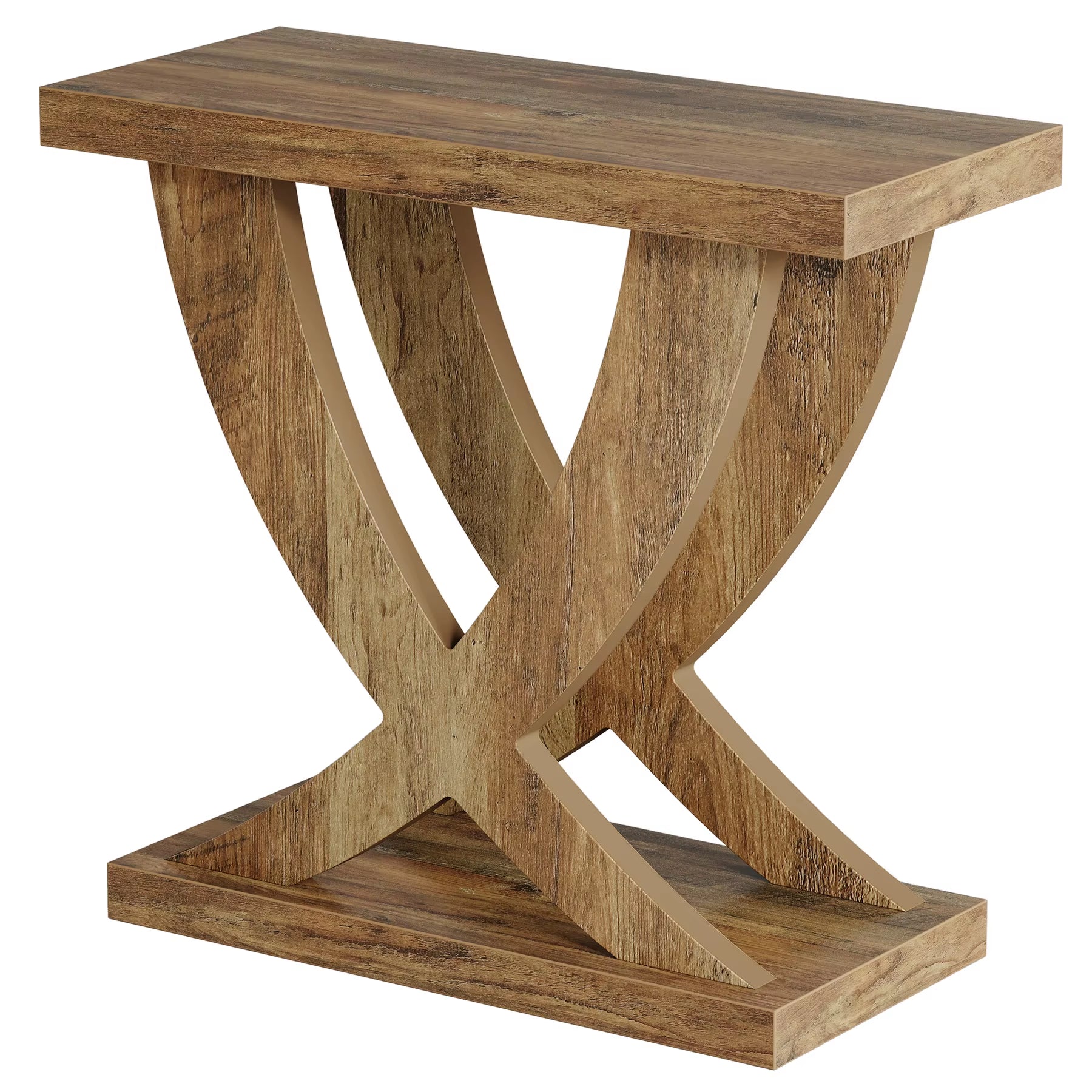 Wood End Side Table for Living Room, Night Stand for Bedroom with Cross Fishtail Support, Farmhouse Nightstand for Small Spaces