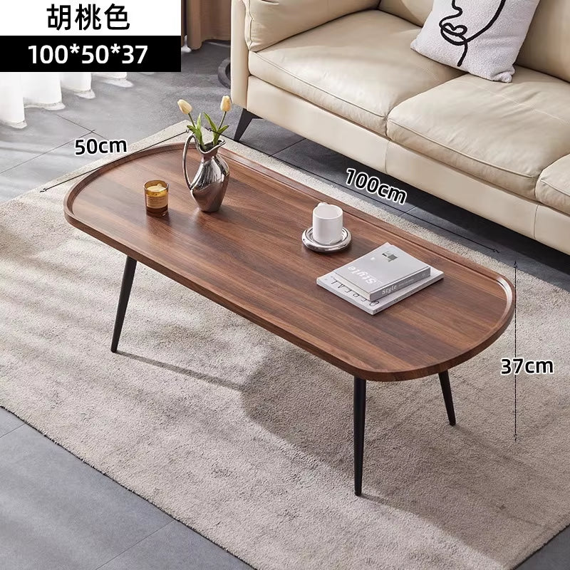 Small Modern Oval Mango Wood Coffee Table Light Luxury Simple Personality Home Furniture for Living Room for Tea & Coffee