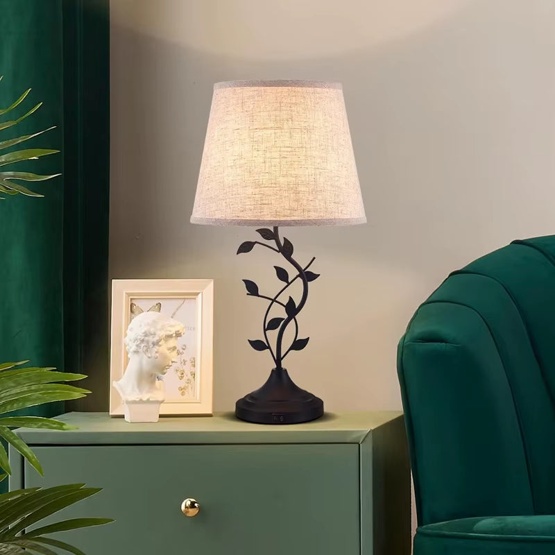 Modern Retro Traditional USB-A USB-C Desk Bedside Table Lamp High-Sensitivity Touch Control Reading Comfortable Living Room