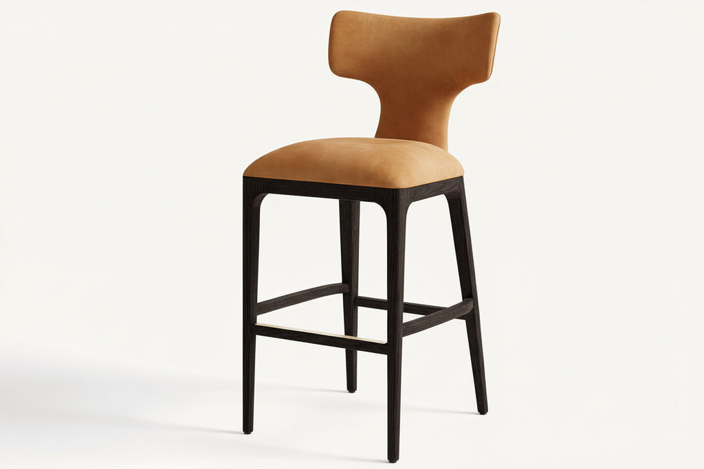 Luxury Modern Style Dining Room Furniture Wooden Frame Backrest Restaurant Bar Stool Hotel Leisure Counter Stool