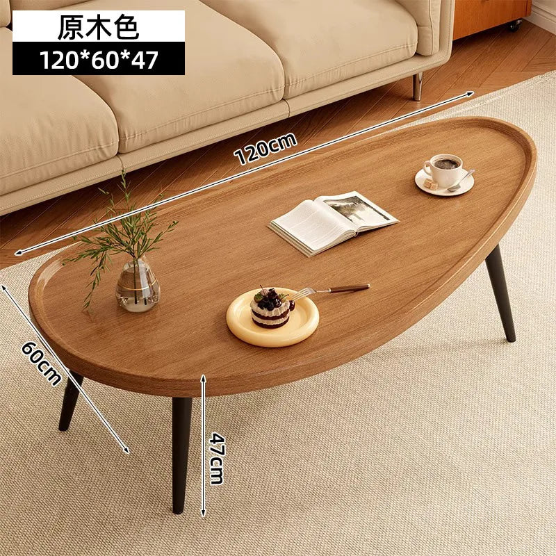 Small Modern Oval Mango Wood Coffee Table Light Luxury Simple Personality Home Furniture for Living Room for Tea & Coffee