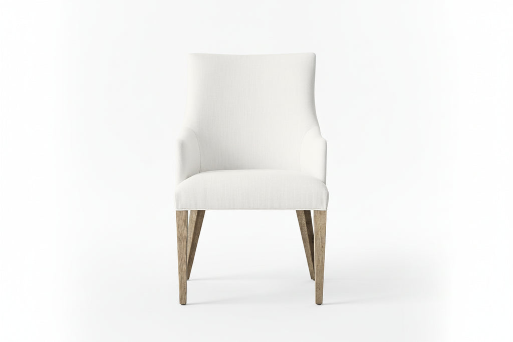 Contemporary White Fabric Wooden Frame Dining Chair Upholstered Solid Dining Chair