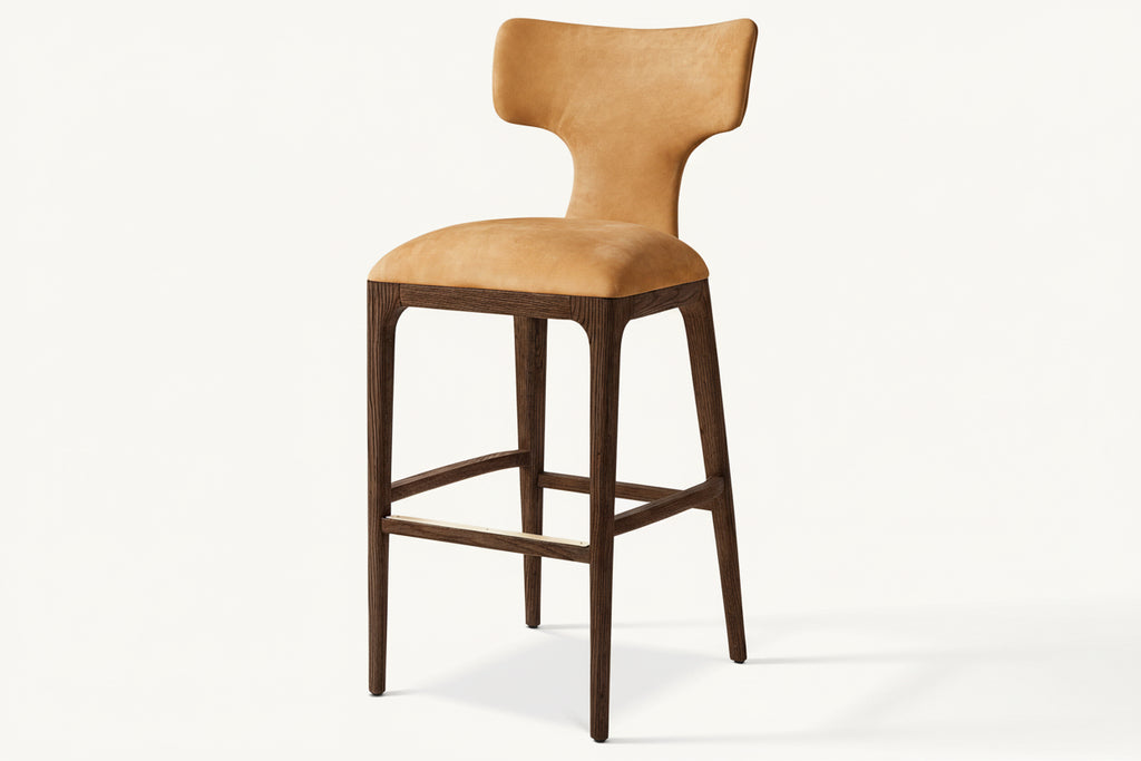 Luxury Modern Style Dining Room Furniture Wooden Frame Backrest Restaurant Bar Stool Hotel Leisure Counter Stool