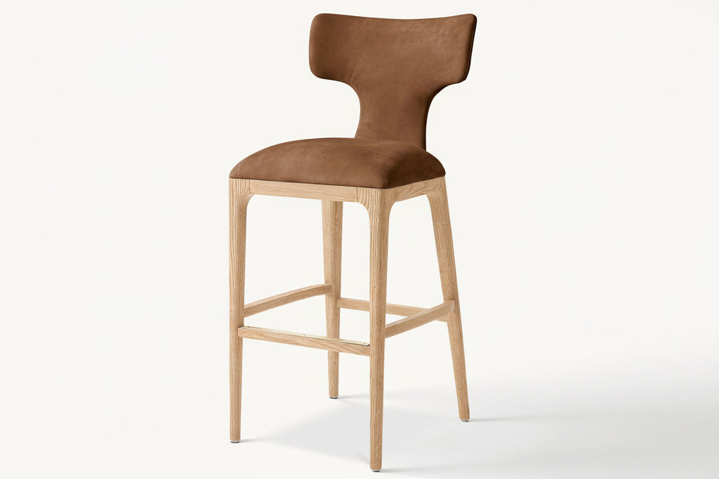 Luxury Modern Style Dining Room Furniture Wooden Frame Backrest Restaurant Bar Stool Hotel Leisure Counter Stool