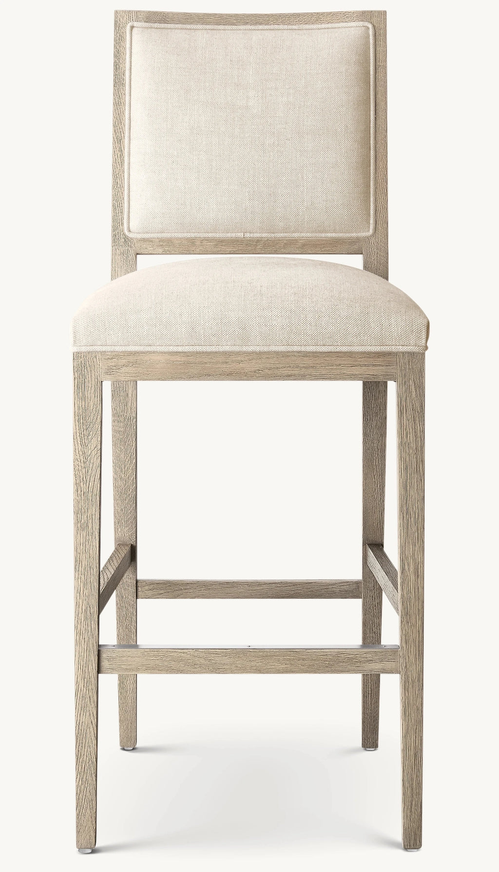 French Contemporary Square Fabric Craft Bar Stool Oak Frame Bar Chair Handcrafted Counter Stool Luxury