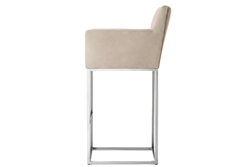 Luxury Dining Room Furniture Metal Frame Counter Stool Track Armrest Leather Bar Chair