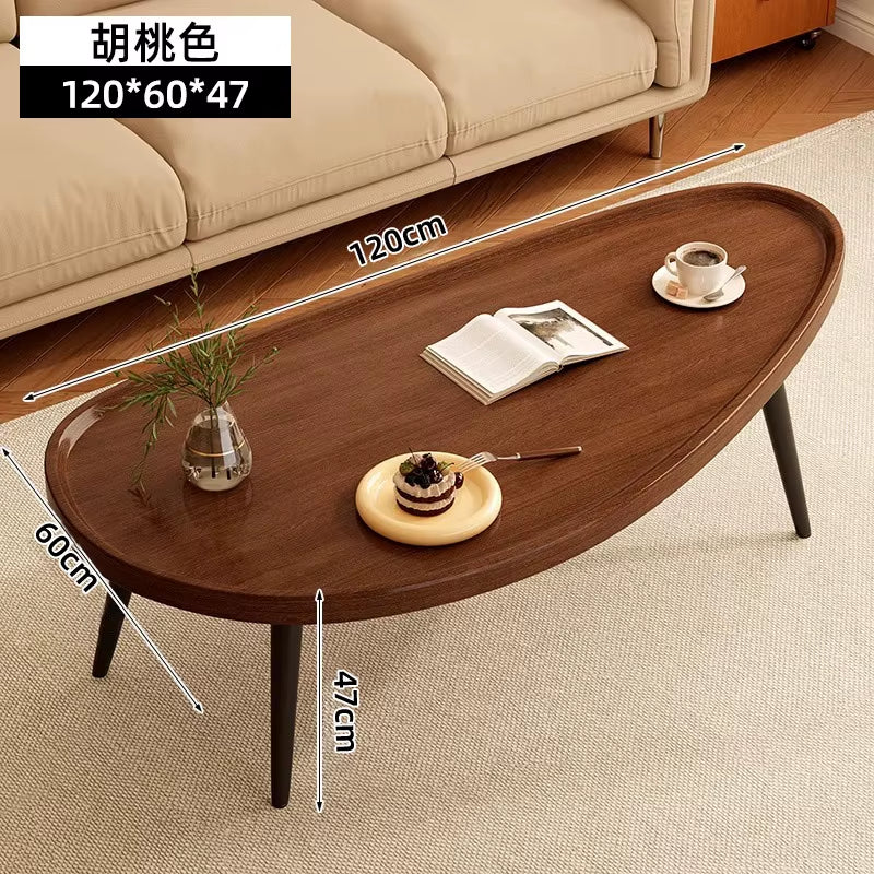 Small Modern Oval Mango Wood Coffee Table Light Luxury Simple Personality Home Furniture for Living Room for Tea & Coffee